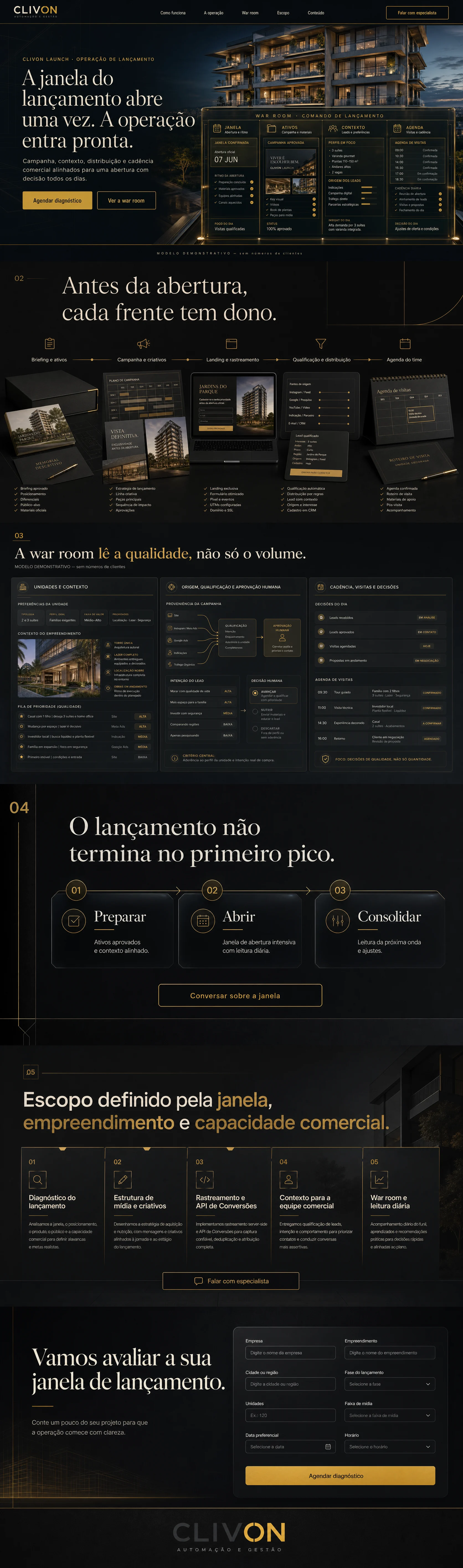 Clivon Launch: operação de lançamento imobiliário para incorporadoras e construtoras.